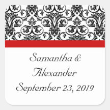 Black/White Damask w/ Ravishing Red Accent Sticker