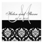 Black White Damask Wedding Invitation