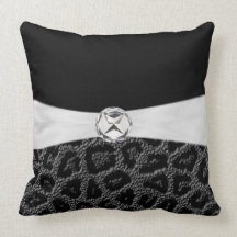 Black White  Diamond Accent Leopard Print Throw Pi Throw Pillow