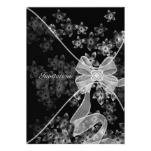 Black White Dogwood Party Invitation Template