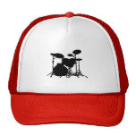 Black & White Drum Kit Silhouette - For Drummers Hat