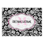 Black & White Elegant Floral Damasks Business Card Templates