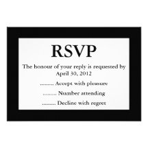 Black & White Event Reply, RSVP or Response Cards