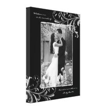Black White Floral Portrait Photo Template Picture Canvas Print