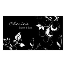 Black White Floral Swirls business card