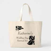Black & White Floral Wedding Day Survival Kit Bag
