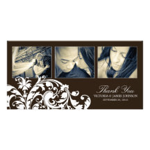 BLACK & WHITE  FLOURISH | WEDDING THANK YOU CARD CUSTOMIZED PHOTO CARD