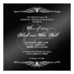 Black white formals dance ball prom elegant square custom invite