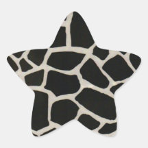 Black & White Giraffe Print Star Sticker