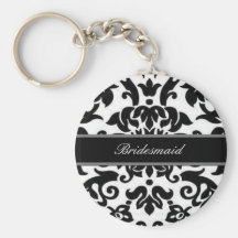Black white & grey damask Wedding set Keychains