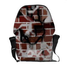 Black & White Grunge Graffiti Riddled Brick Wall Courier Bag