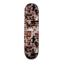 Black & White Grunge Graffiti Riddled Brick Wall Skate Deck