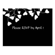 Black White Heart RSVP Post Cards