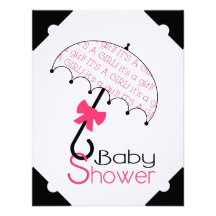Black White & Hot Pink Baby Shower Invitation
