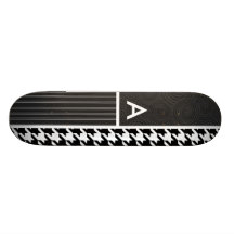 Black & White Houndstooth Custom Skate Board