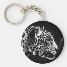 Black & White Jaguar Pop Art Key Chains