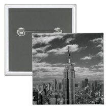 Black & White landscape of New York City skyline Button