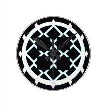 Black & White Lattice Round Clocks