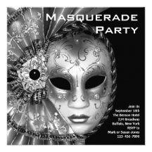Black White Masquerade Party Personalized Invites