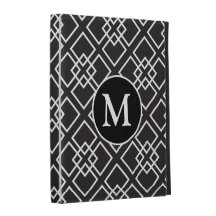 Black White Monogram Geometric Pattern iPad Cases