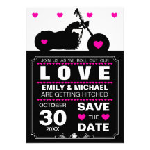 Black & White Motorcycle Silhouette Save the Date Custom Announcement