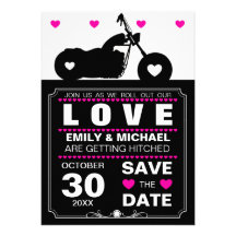 Black & White Motorcycle Silhouette Save the Date Custom Invite