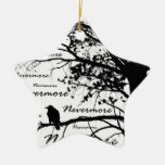 Black & White Nevermore Raven Silhouette Christmas Ornament