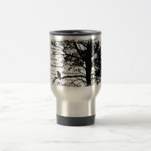 Black & White Nevermore Raven Silhouette Tree Mugs