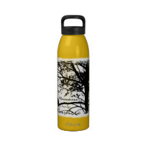 Black & White Nevermore Raven Silhouette Drinking Bottles