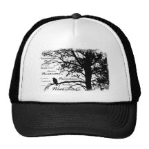 Black & White Nevermore Silhouette Raven Mesh Hats