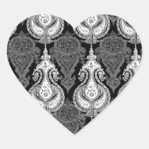 Black White paisley pattern Stickers