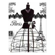 Black White Paris Fashion Mannequin Postcard
