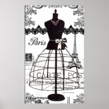 Black White Paris Fashion Mannequin Posters