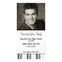 Black & White Plaid Grad Custom Photo Card