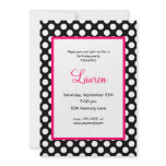 Black & White Poka Dot 40th Birthday Invitation invitations