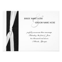 Black & White Polka Dot Ribbon Personalized Invitation