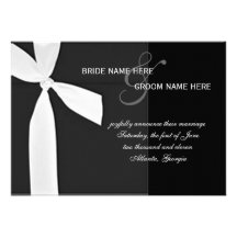 Black & White Polka Dot Ribbon Personalized Invitations