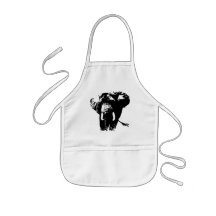 Black & White Pop Art Elephant Apron