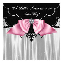 Black White Princess Baby Shower Invitations