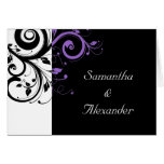 Black+White Purple Swirl Folded Wedding Invitation Card