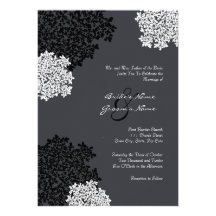 Black & white Queen Anne's Lace Wedding Invitation