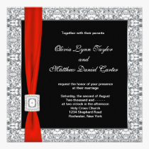 Black White Red Bow Wedding invitations