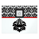 Black & White Red Damask Wedding Response Cards Personalized Invitation
