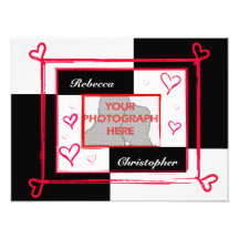 Black white red modern love heart photo frame