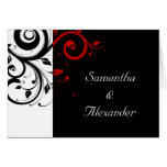 Black+White Red Swirl Folded Wedding Invitation Greeting Card