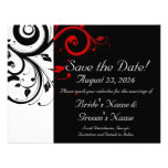 Black, White, Red Swirl Wedding Save the Date Personalized Invitations