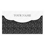 Black & White Retro Floral Dot Pattern Business Card Template