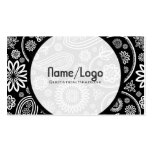 Black & White Retro Flower Paisley-Template Business Card