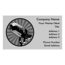 Black & White Retro Microphone Emblem Business Card Template