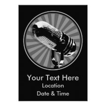 Black & White Retro Microphone Emblem Custom Invitation